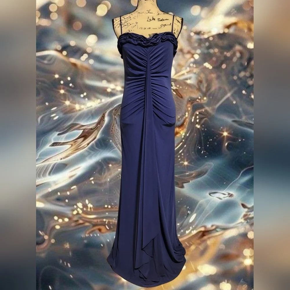 onyx nite formal dresses Onyx Nite Purple Satin Ruched Formal Dress Size 8 NWOT WD-66